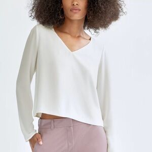 Aritzia Babaton Murphy Blouse White V-Neck